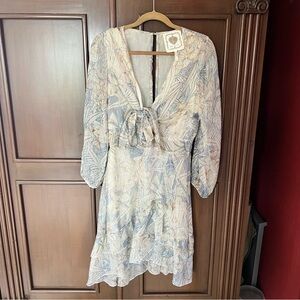 Z&L Europe size Large Bohemian blue and white floral dress